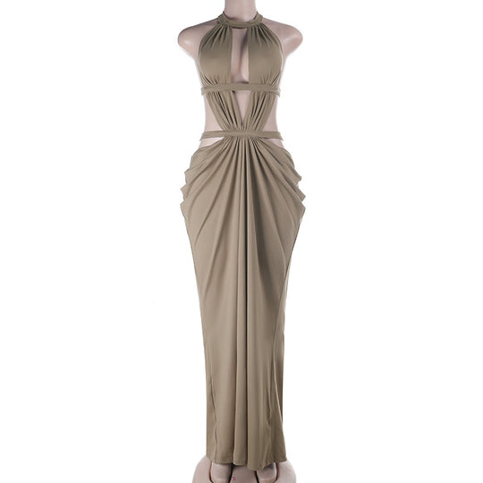 Damen Maxi-Kleid mit raffiniertem Cut-Out-Design und asymmetrischem Saum EB