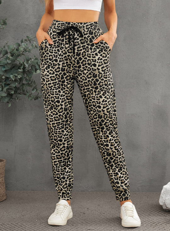 Damen Modische Sporthose im trendigen Leopardenmuster EB
