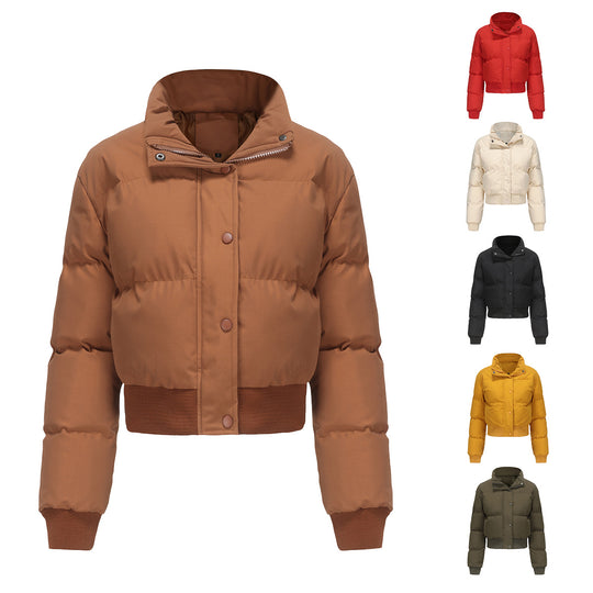 Damen cropped Steppjacke mit hohem Kragen und praktischen Druckknöpfen EB