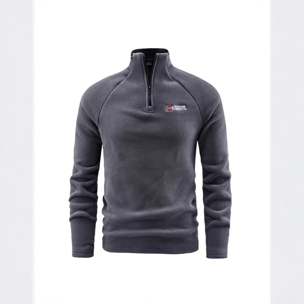 Herren Flauschiger Zip‑Troyer Fleecepullover mit Stehkragen und Raglanärmeln EB