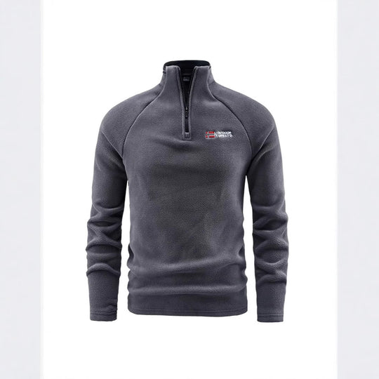 Herren Flauschiger Zip‑Troyer Fleecepullover mit Stehkragen und Raglanärmeln EB