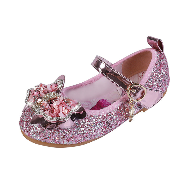 Mädchen Glitzernde Ballerinas mit dekorativer Blumenapplikation EB