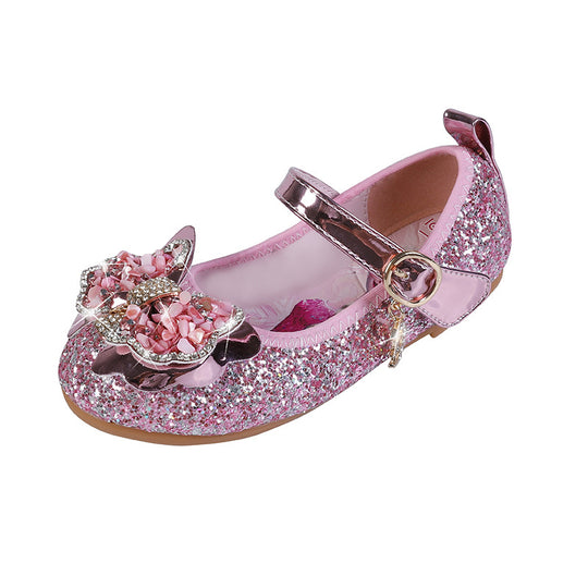 Mädchen Glitzernde Ballerinas mit dekorativer Blumenapplikation EB