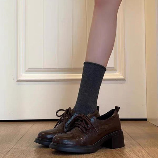 Damen modische Schnürschuhe mit Blockabsatz EB
