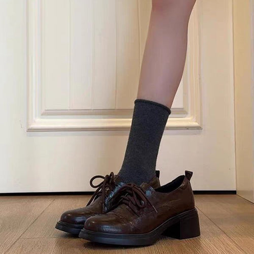 Damen modische Schnürschuhe mit Blockabsatz EB