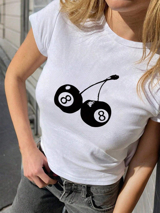 Damen Crop-Top mit floralem Grafikdruck und figurbetontem Schnitt EB