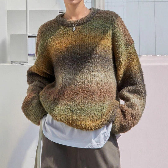 Damen Oversized Strickpullover mit modernem Farbverlauf und weichem Material EB