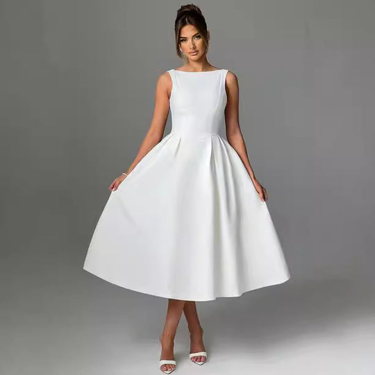 Damen Elegantes Maxikleid mit ausgestellten Ärmeln und raffiniertem Rock EB