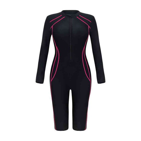 Damen Sportlicher Langarm-Schwimmanzug mit Reißverschluss EB