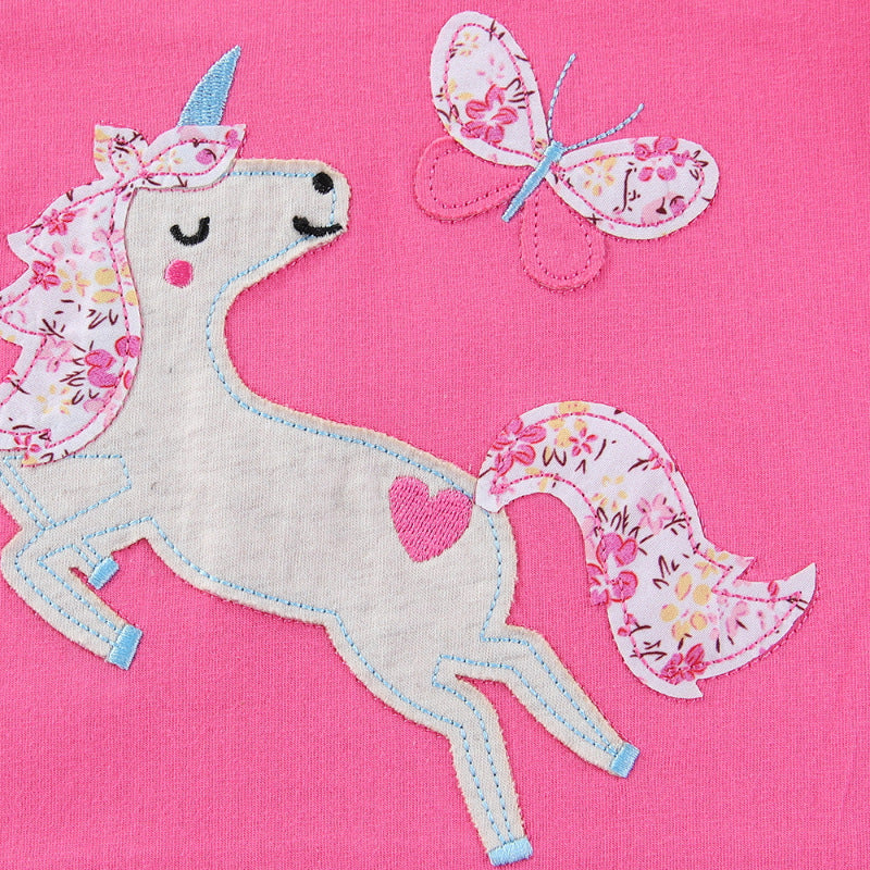 Mädchen T-Shirt mit kreativen Rüschendetails und bezauberndem Einhorn-Motiv EB