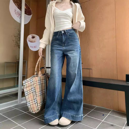 Damen weite High-Waist Jeans mit einzigartigem Schnitt und komfortablem Design EB