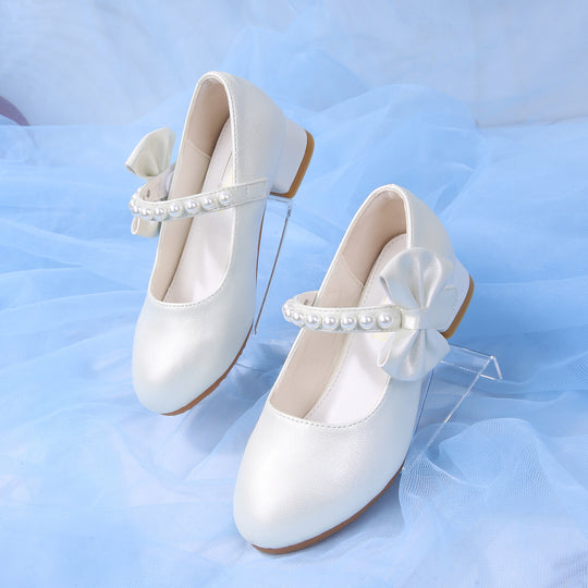 Mädchen elegante Ballerinas mit Schleifen- und Perlenakzenten EB
