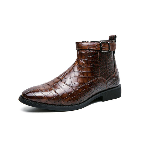 Damen elegante Schnürstiefeletten mit modischem Krokodilmuster EB