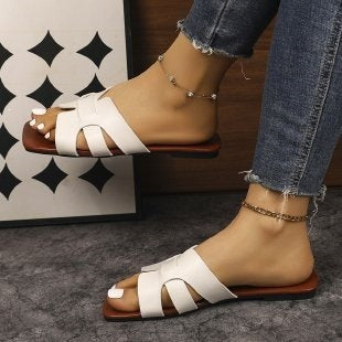 Damen Flache Riemchensandalen aus hochwertigem Leder EB