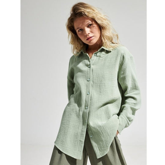 Damen Lässige Bluse im leichten Karo-Design mit langem Arm EB