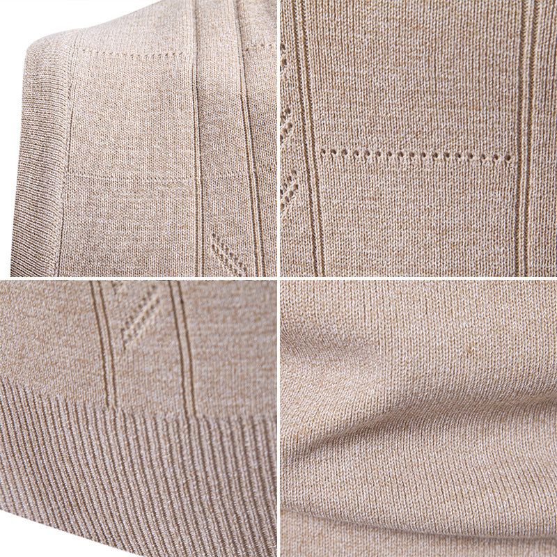Herren eleganter ärmelloser Pullover mit V-Ausschnitt und strukturiertem Muster EB