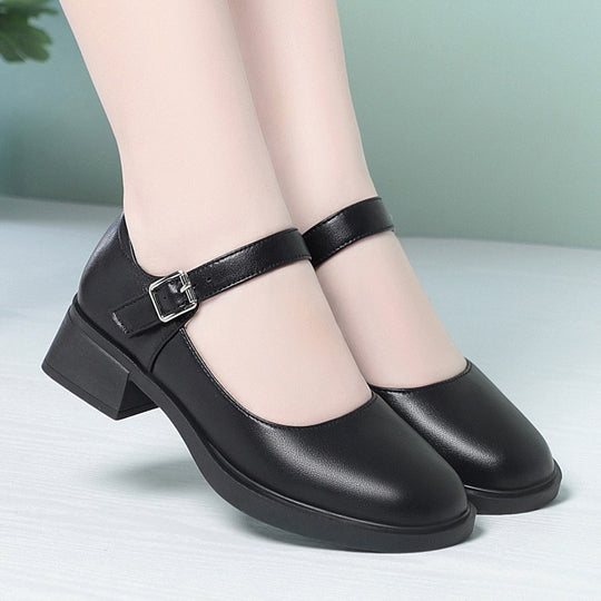 Damen Mary Jane Schuhe mit bequemer Sohle und modischem Riemen EB