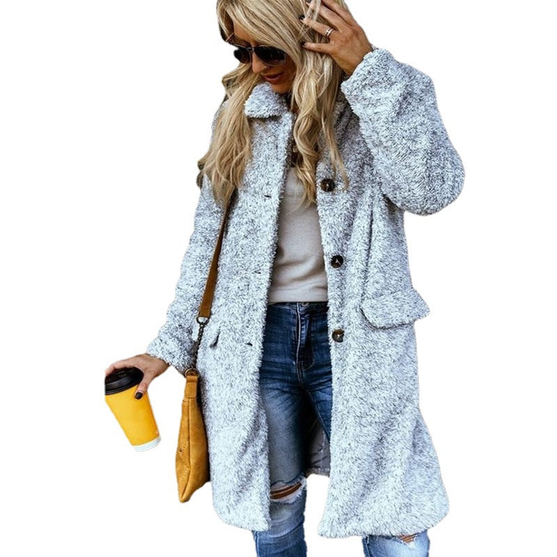 Damen Fleecejacke mit Knopfverschluss und praktischen Taschen EB