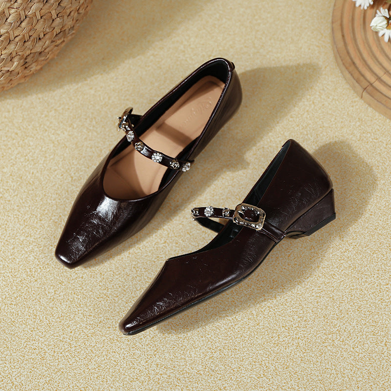 Damen Elegante Ballerinas mit verziertem Riemen EB
