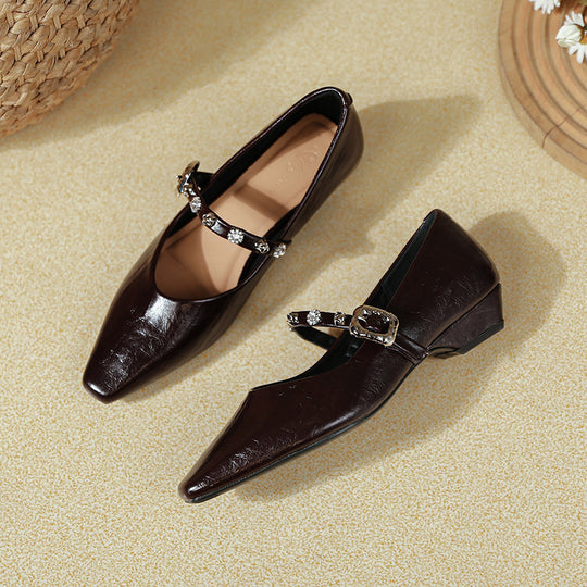 Damen Elegante Ballerinas mit verziertem Riemen EB