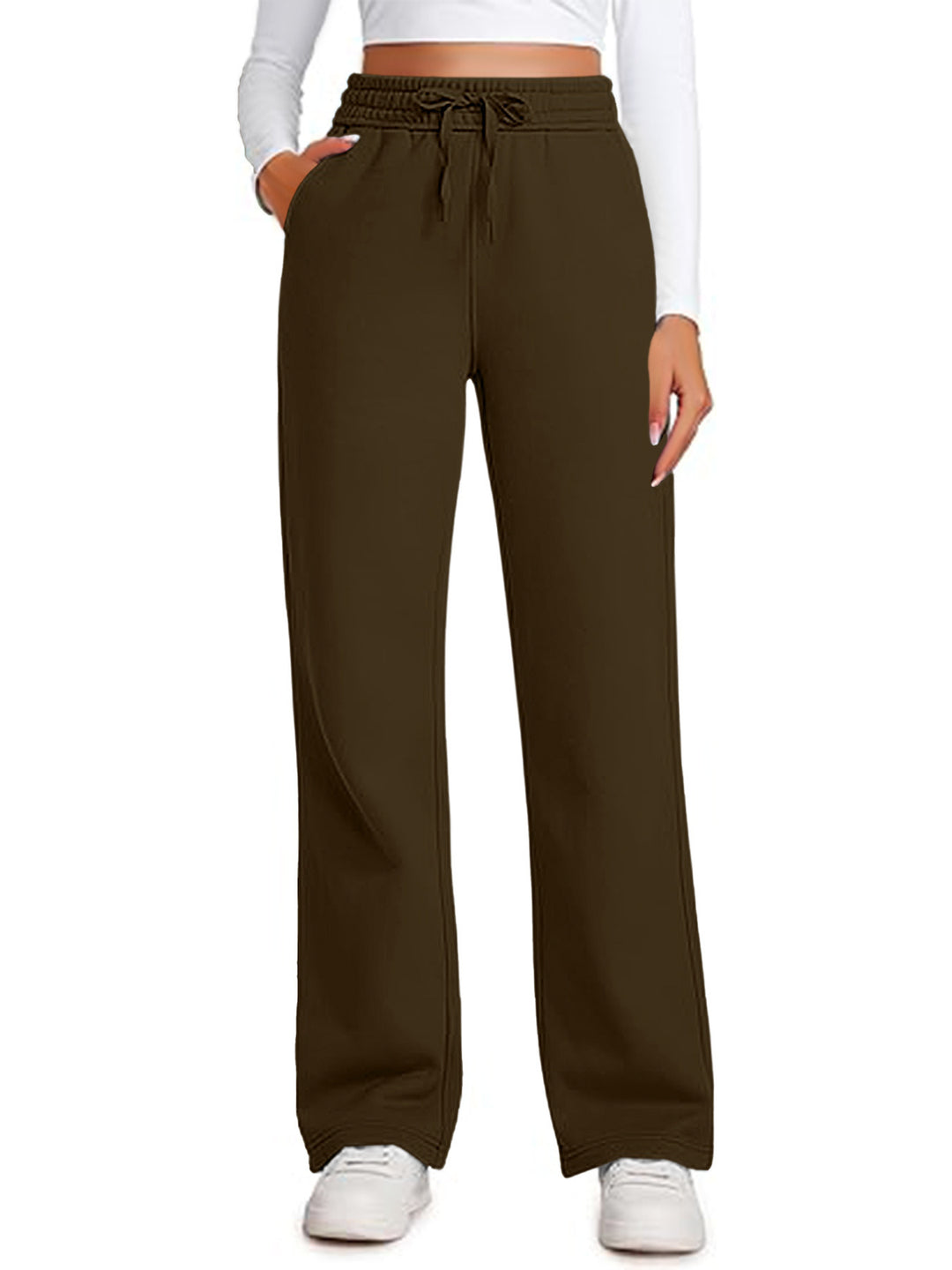 Damen Lässige Freizeithose mit weitem Schnitt und elastischem Bund EB