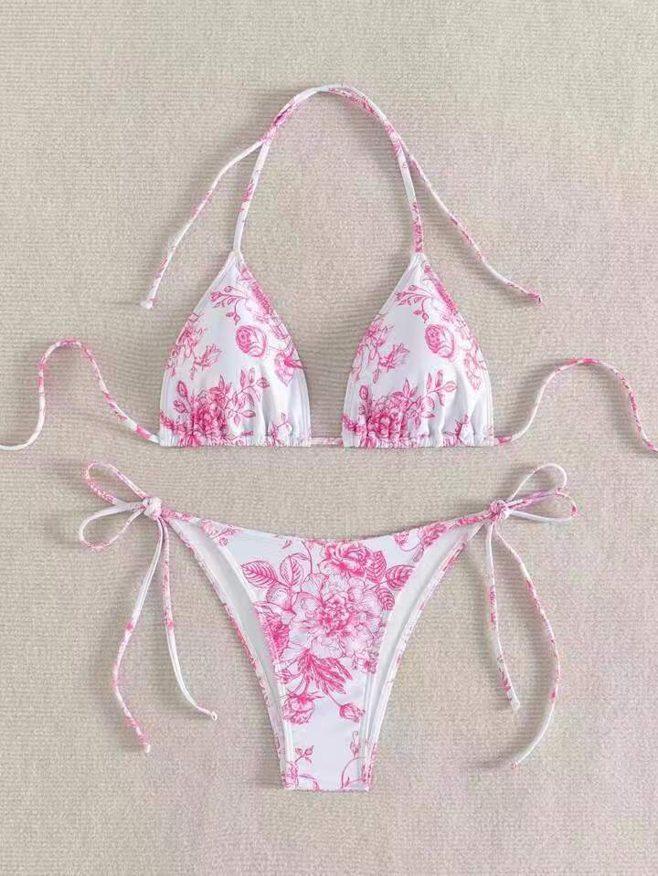 Damen Elegantes Triangel-Bikini-Set mit herausnehmbaren Polstern EB