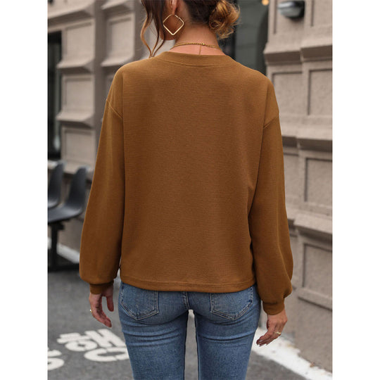 Damen legerer V-Ausschnitt Pullover mit strukturiertem Design EB