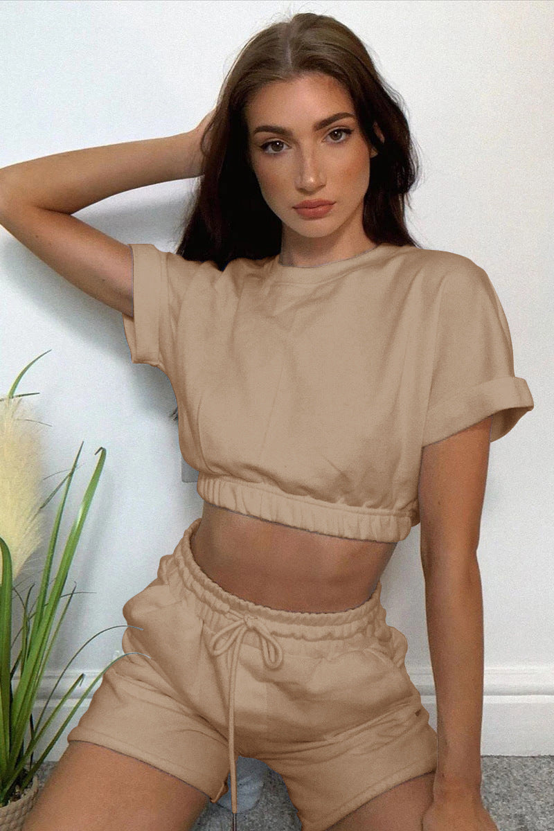 Damen Sportliches Lounge-Set mit verkürztem Oberteil und bequemen Shorts EB