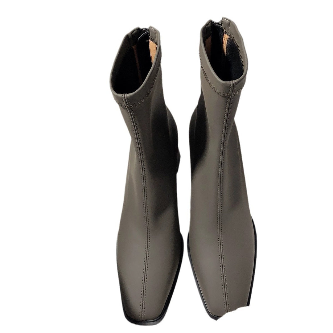 Damen elegante Ankle Boots mit stabiler Blockabsatz und flexiblem Innenfutter EB
