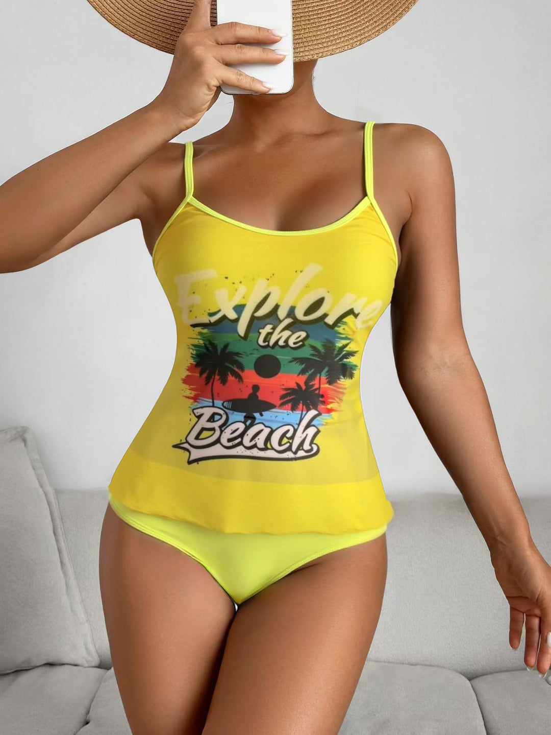 Damen Einteiliger Badeanzug mit trendigem Grafikdesign EB