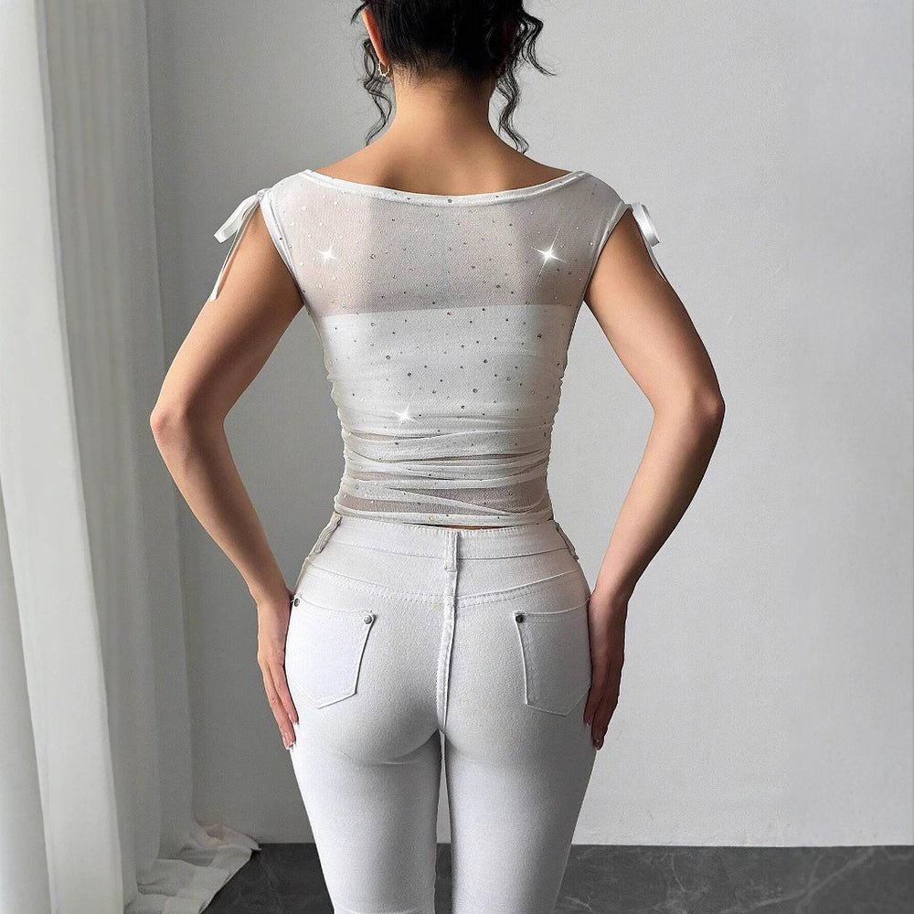 Damen Funktionsshirt mit Glitzerakzenten und verstellbaren Trägern EB