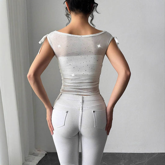 Damen Funktionsshirt mit Glitzerakzenten und verstellbaren Trägern EB