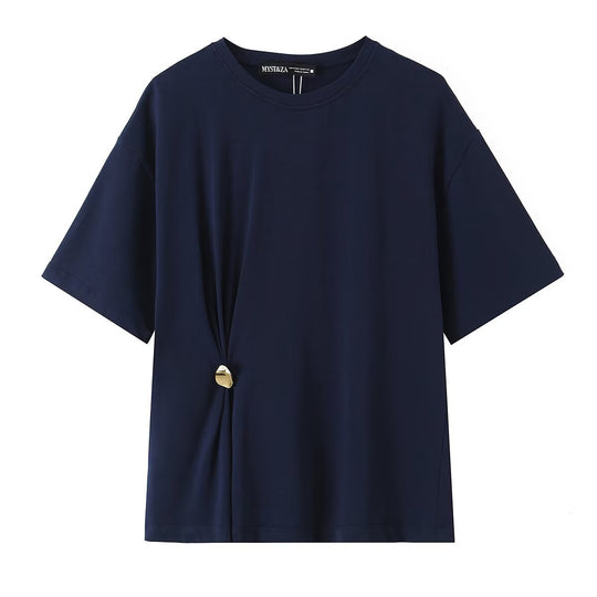 Damen lässiges T-Shirt mit elegantem Knotendetail EB