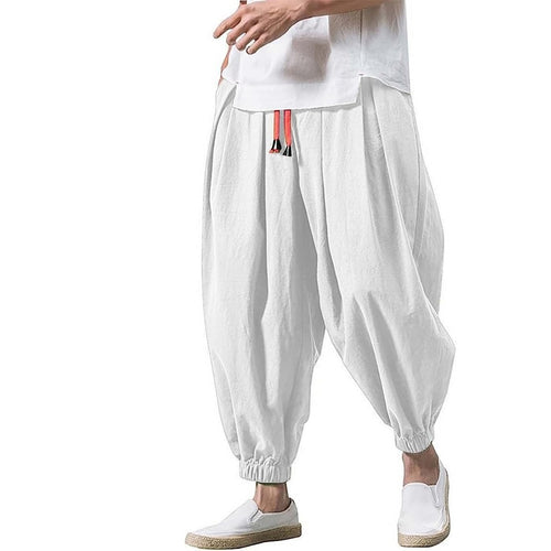 Herren nan ausgefallene Ballonhose im Haremstil mit Faltenwurf, elastischem Bund und Kordelzug EB