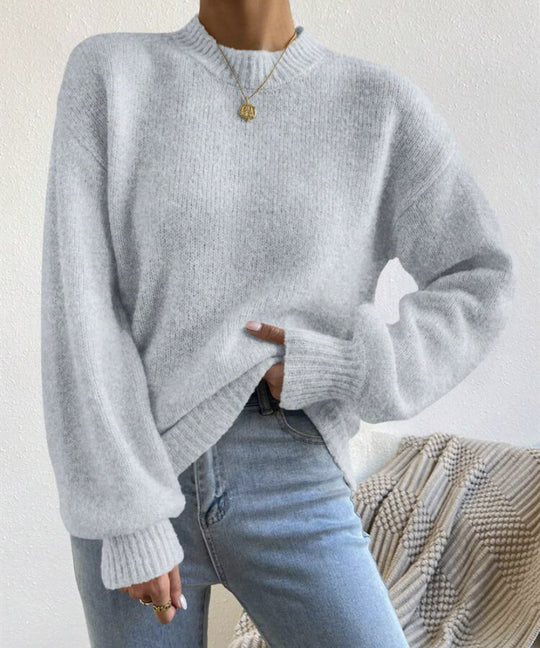Damen Oversize Feinstrickpullover mit angedeutetem Mohair‑Effekt und verlängerten Rippbündchen EB