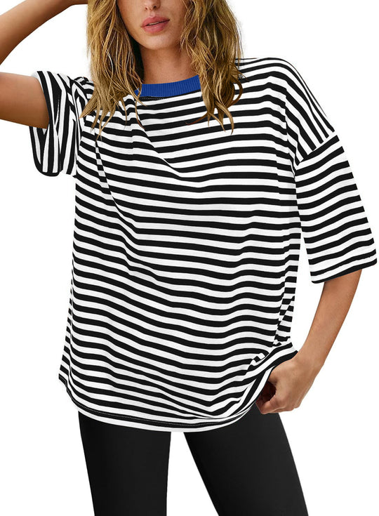 Damen Übergrößen T-Shirt mit Streifenmuster EB