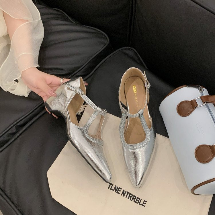 Damen elegante Slingback-Pumps mit spitzem Design und modischem Schnallenverschluss EB