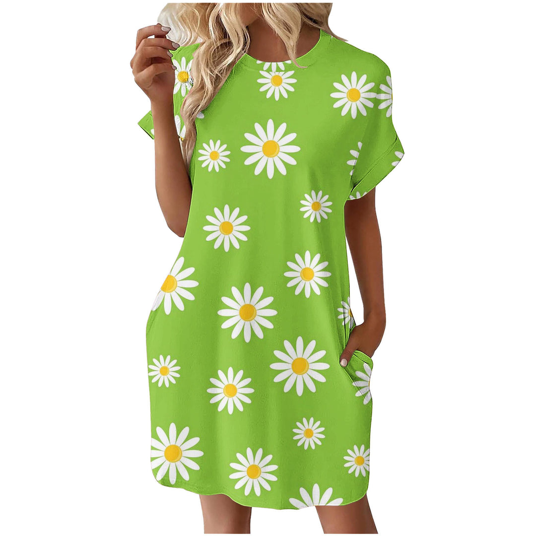 Damen lässiges Sommerkleid mit Blumenmuster und praktischen Taschen EB