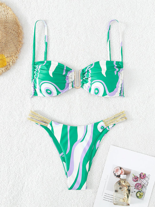 Damen Bikini mit auffälligem Wellendesign EB