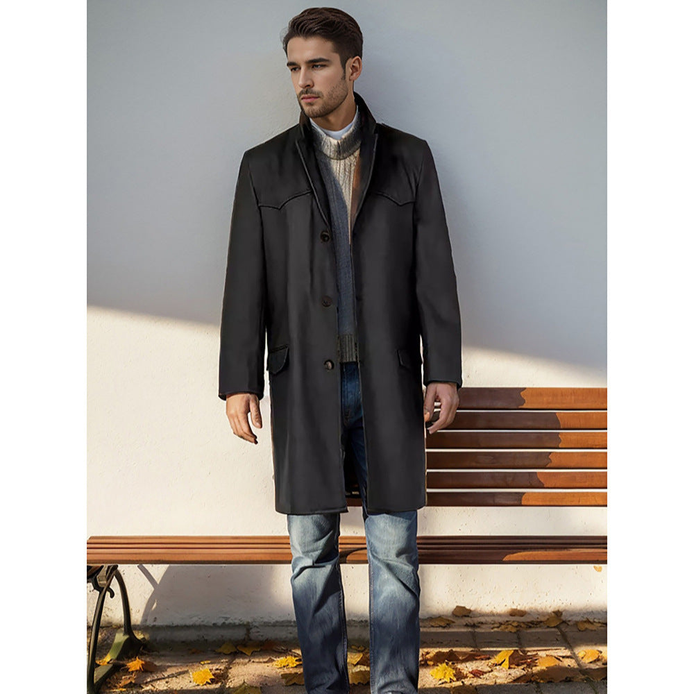 Herren eleganter Langmantel im klassischen Western-Stil mit hochwertigen Details EB