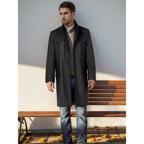 Herren eleganter Langmantel im klassischen Western-Stil mit hochwertigen Details EB
