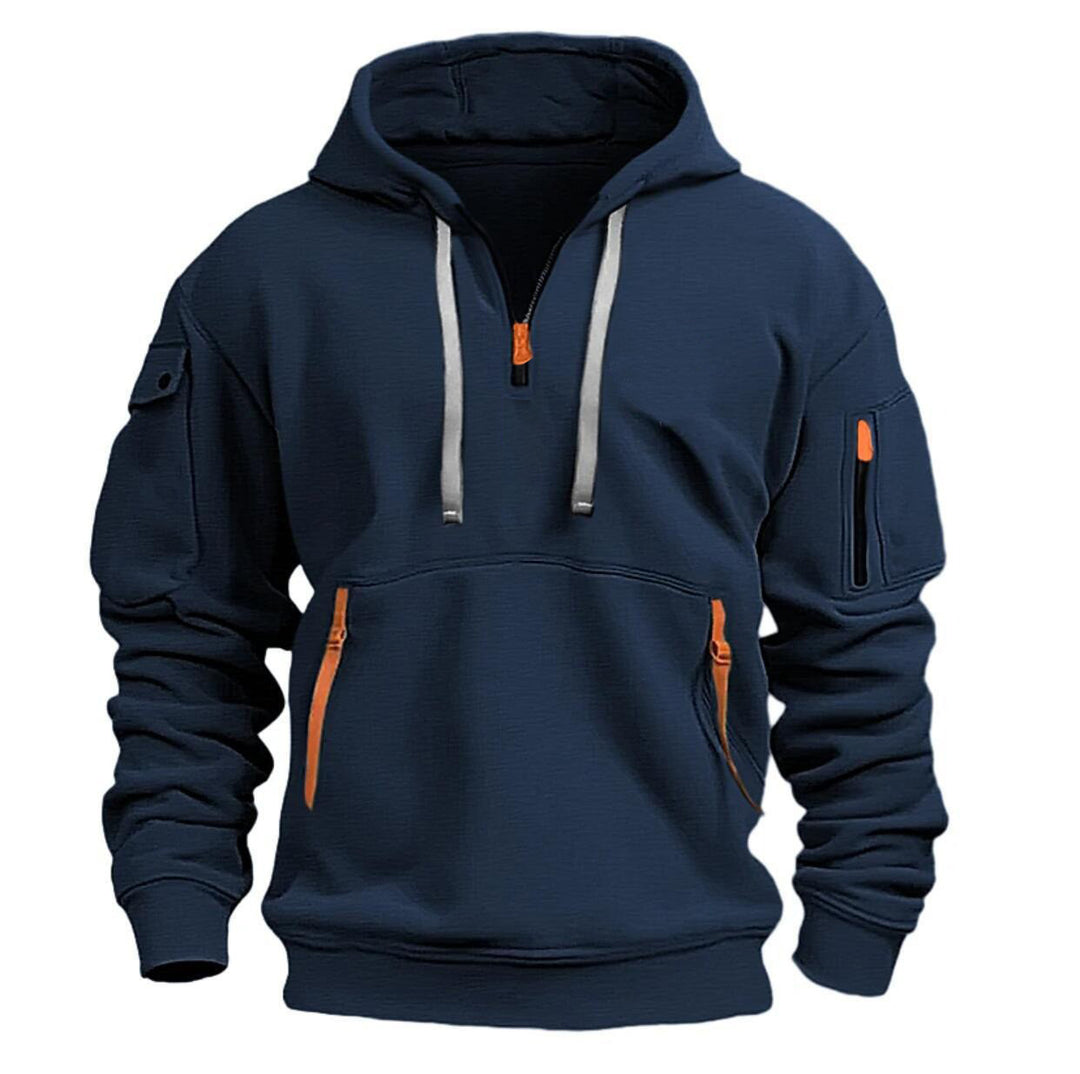 Herren funktionaler Kapuzenpullover mit modischen Reißverschlusstaschen EB