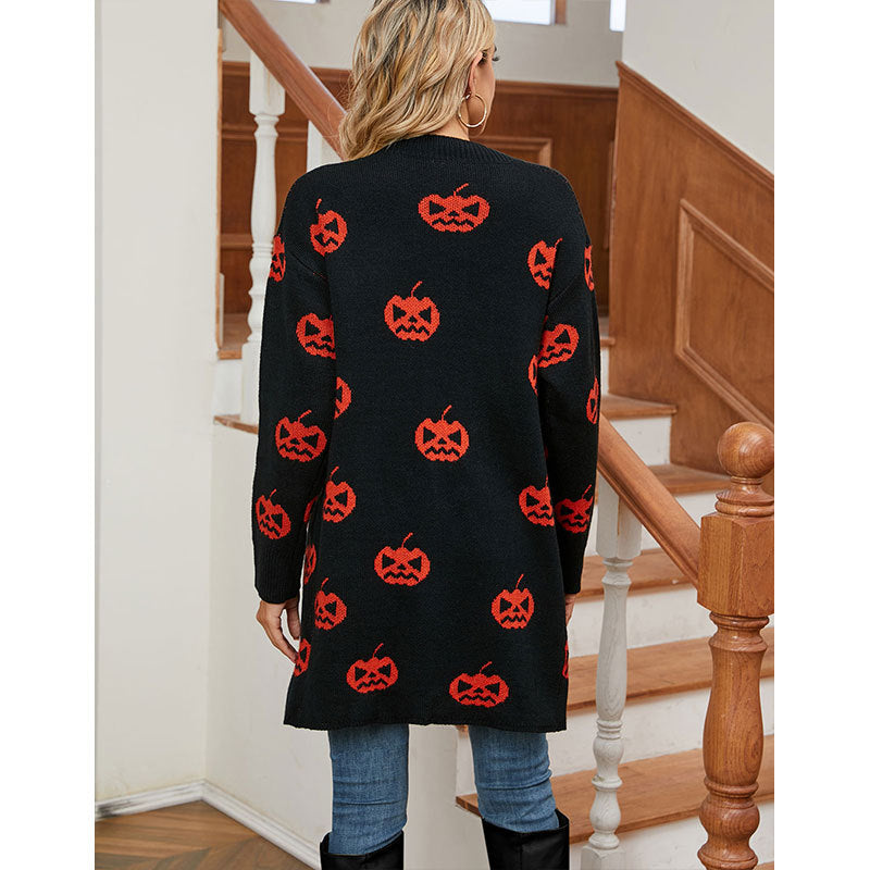 Damen Strick-Cardigan mit kreativem Halloween-Motiv Heidi-Mode