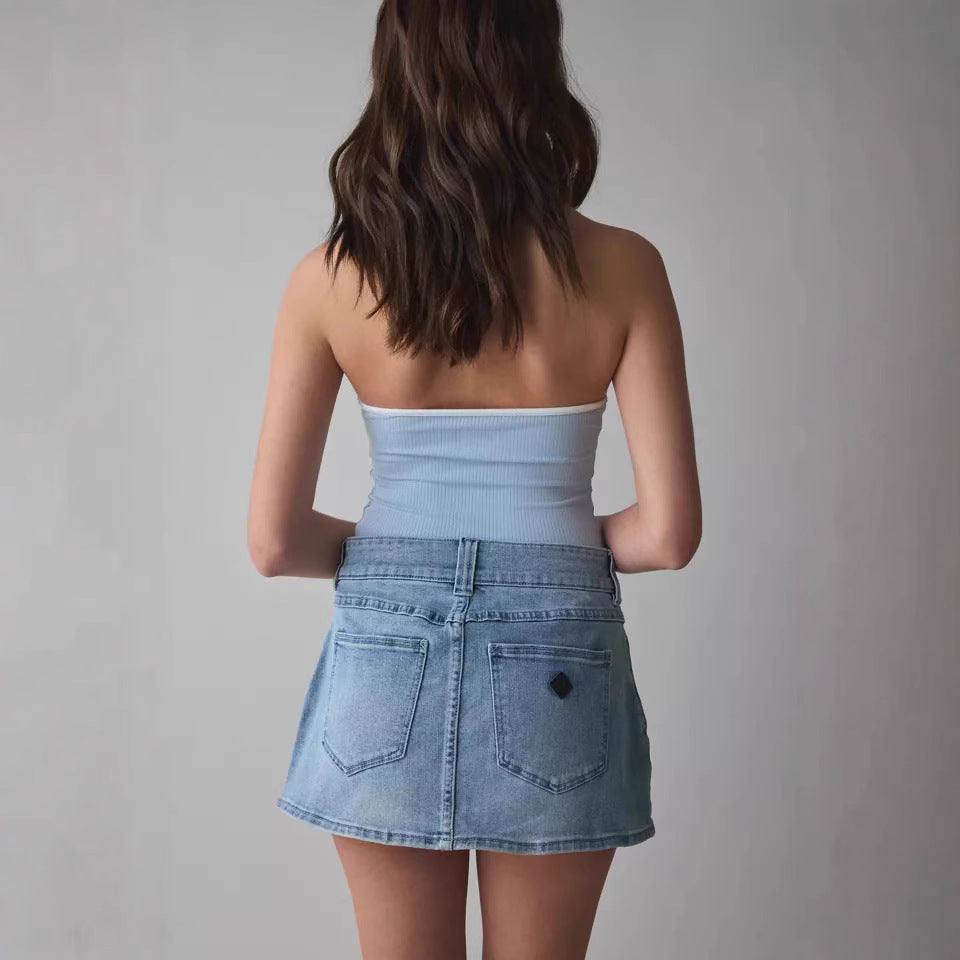 Damen Denim Minirock mit hochwertigen Taschen und modernem Schnitt EB