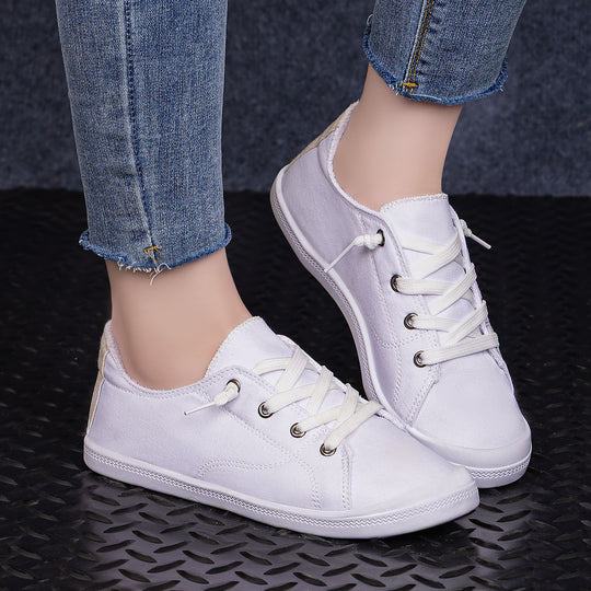 Damen Bequeme Canvas Sneakers mit atmungsaktiver Innensohle EB