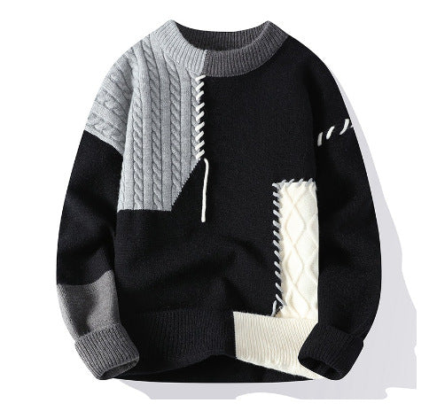 Herren Strickpullover mit kreativem Muster und strukturierten Akzenten EB