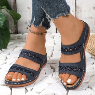 Damen bequeme Riemchen-Sandalen mit luftigem Perforationsdesign EB