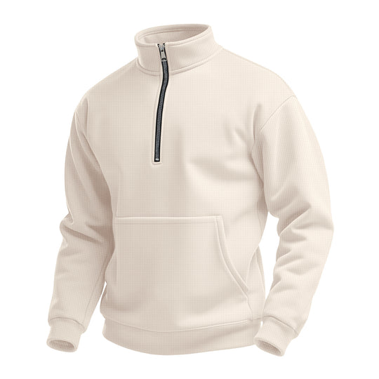 Herren Fleece-Pullover mit Stehkragen und praktischer Kängurutasche EB