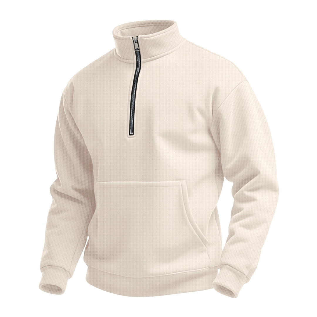 Herren nan Zip-Hoodie mit halbem Reißverschluss Stehkragen und Kängurutasche EB