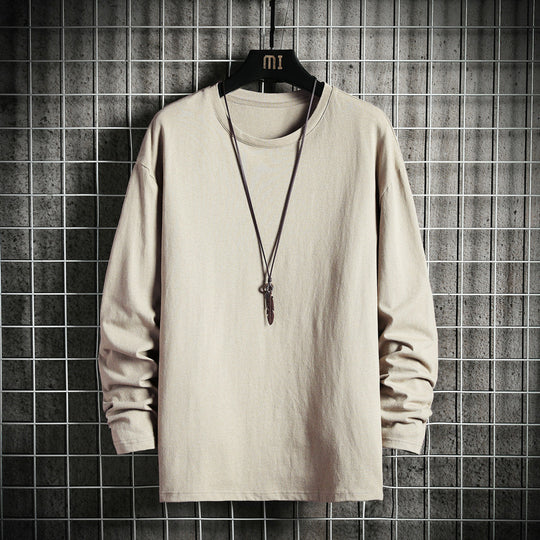 Herren nan lässiges Baumwoll-Basic-Langarmshirt mit Rundhals, Relaxed Fit und verstärkter Saumverarbeitung EB